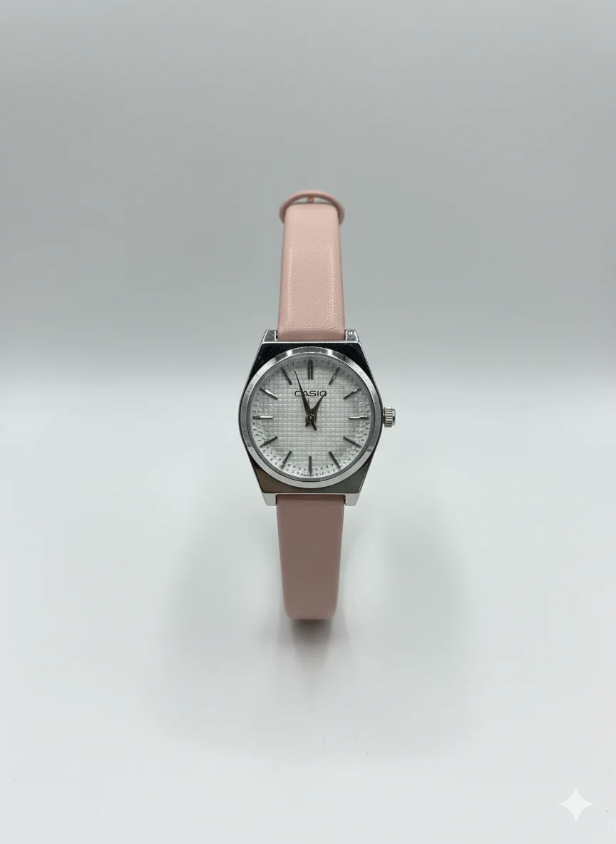 Casio Rose Élégance – Montre Femme Cuir Rose Poudré