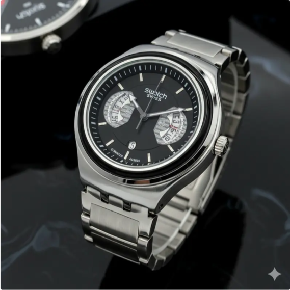 Montre Swatch Irony Chrono Cadran Noir Acier Inoxydable