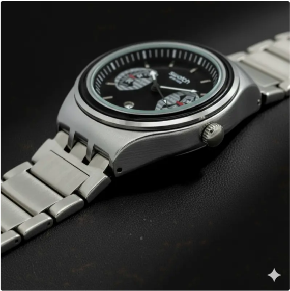 Montre Swatch Irony Chrono Cadran Noir Acier Inoxydable