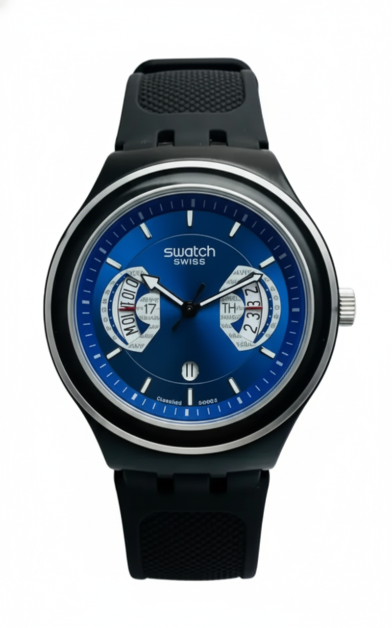 Montre Swatch Chronographe à Bracelet en Caoutchouc Bleu - Sportive et Élégante