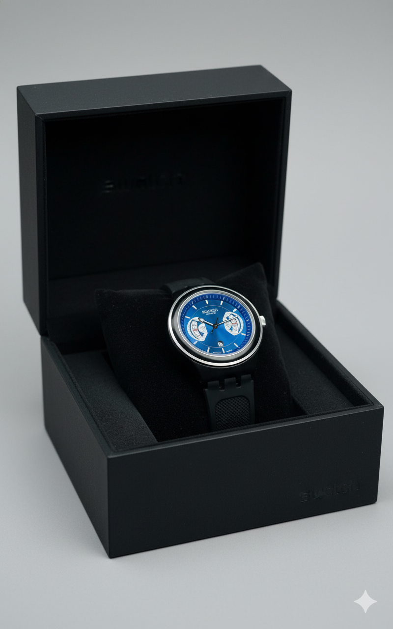 Montre Swatch Chronographe à Bracelet en Caoutchouc Bleu - Sportive et Élégante