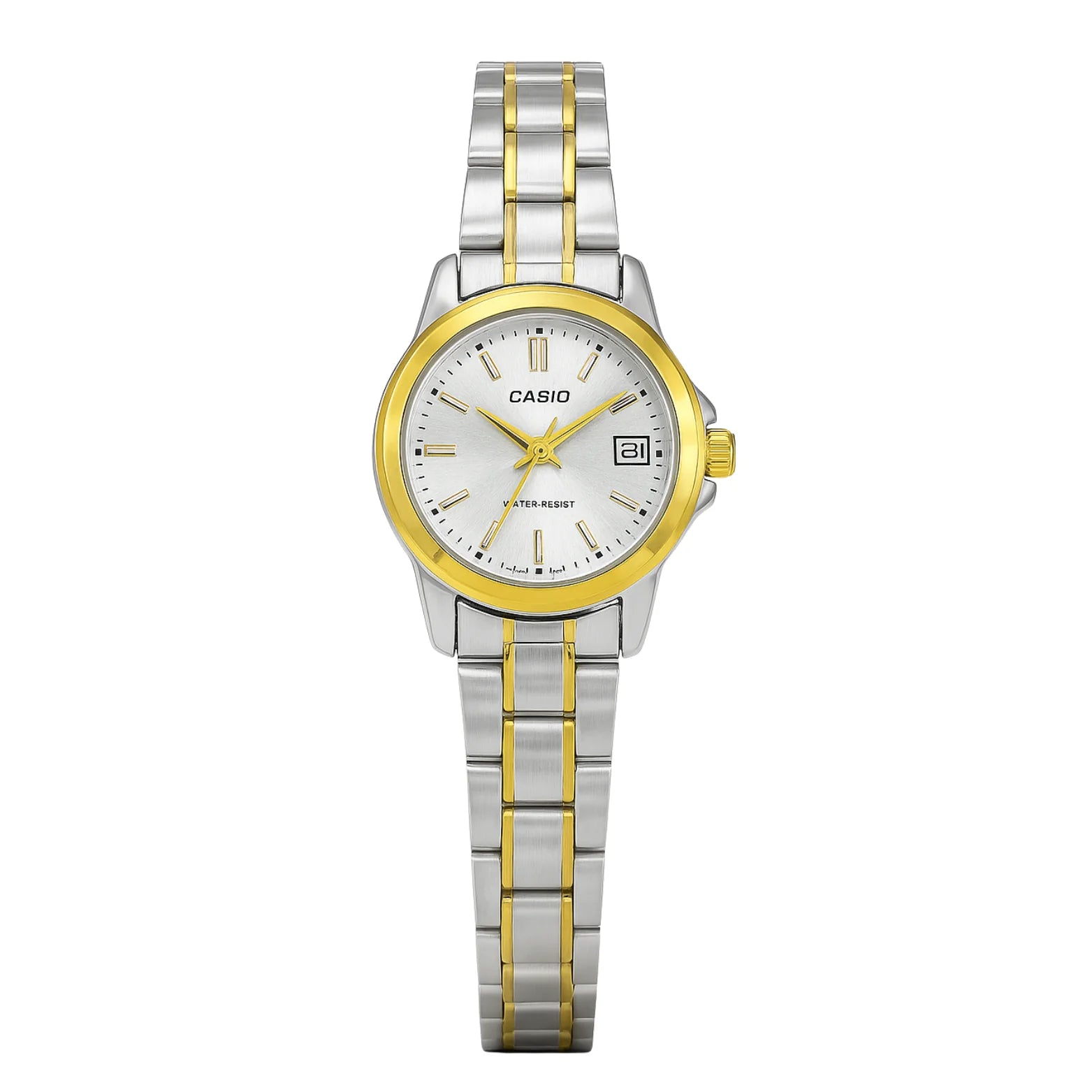 Montre Casio Femme Élégante Bicolore Blanche LTP Ouvrir l’image en plein écran Montre Casio Femme Élégante Bicolore Blanche LTP Montre Casio Femme Élégante Bicolore Blanche LTP