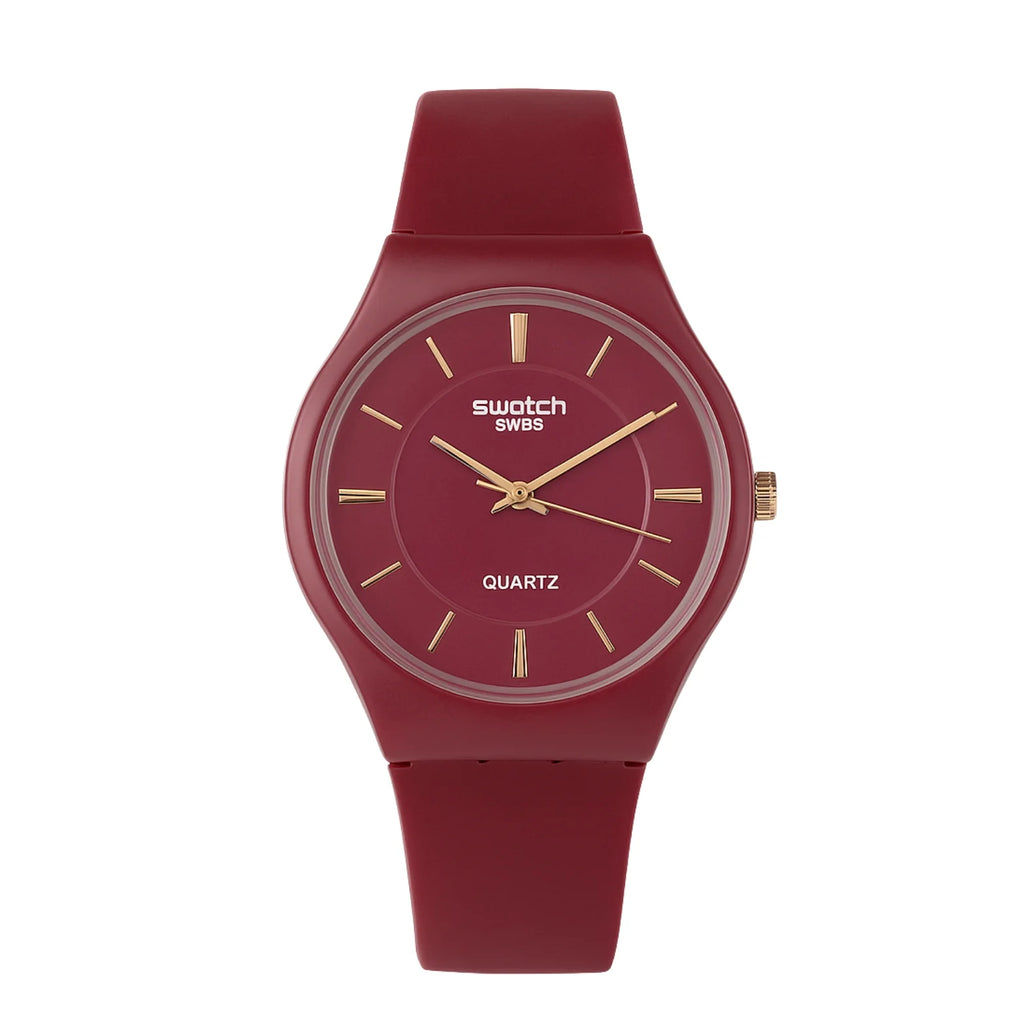 Swatch Femme Rouge Élégante – Montre Quartz Swiss Design | Résistante à l’eau