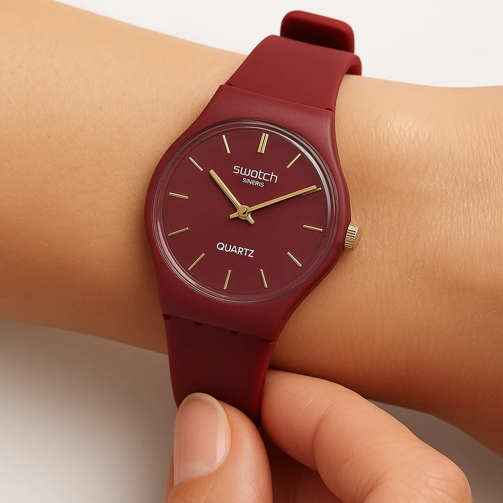 Swatch Femme Rouge Élégante – Montre Quartz Swiss Design | Résistante à l’eau
