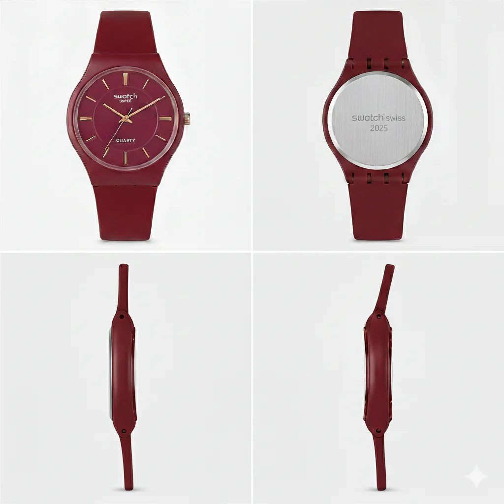 Swatch Femme Rouge Élégante – Montre Quartz Swiss Design | Résistante à l’eau